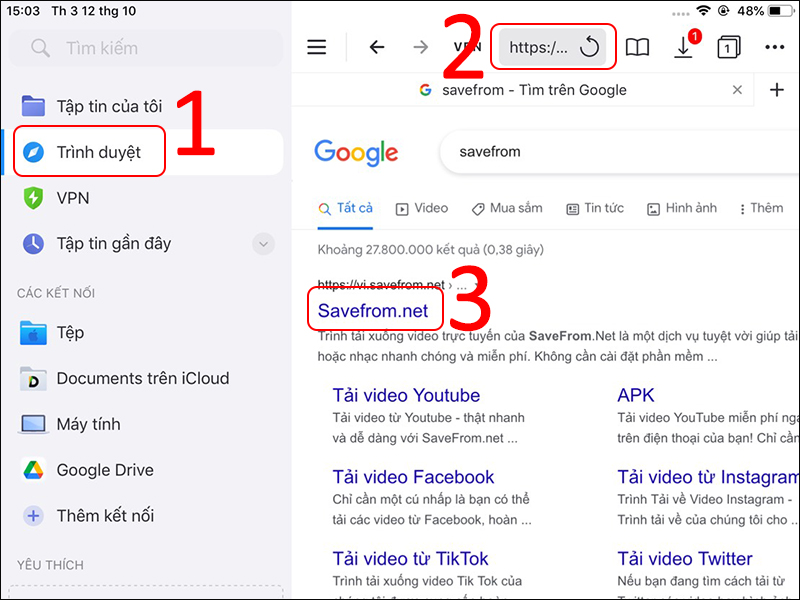 Truy cập vào Savefrom